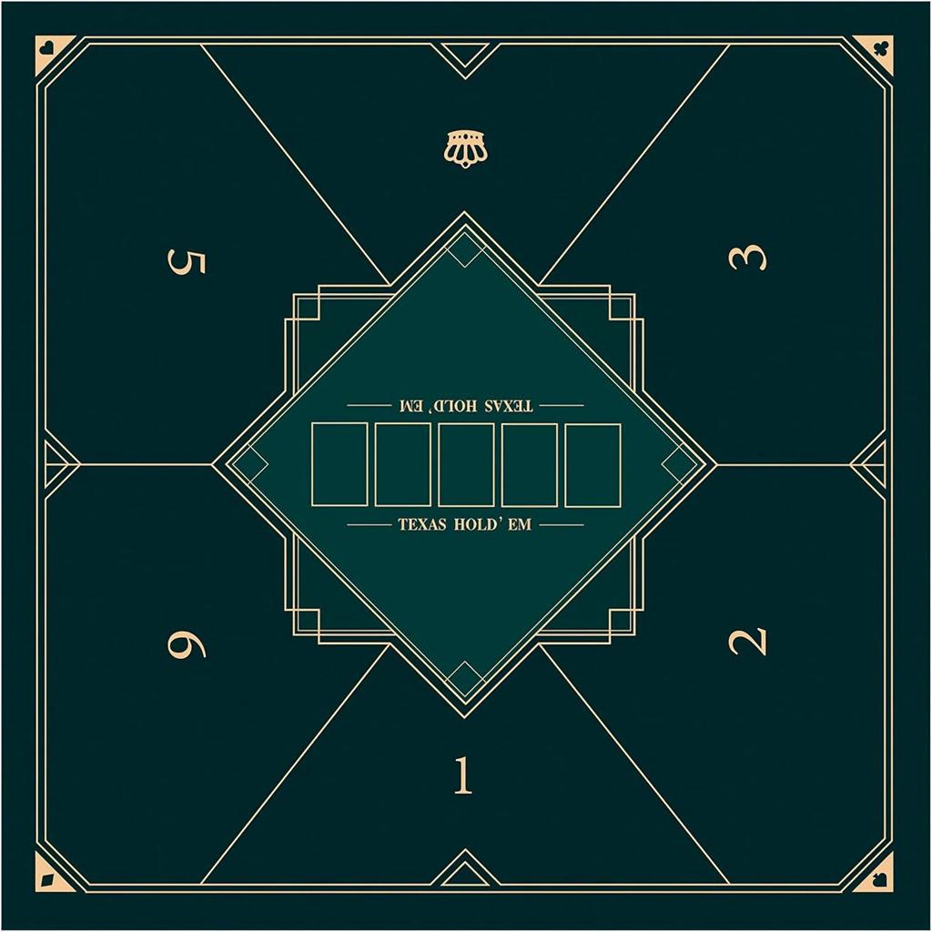 Rowaica Pokermatte Quadratisch 80x80cm Texas Spielmatte Tischauflage für bis zu 6 Spieler Hold'em (Grün)
