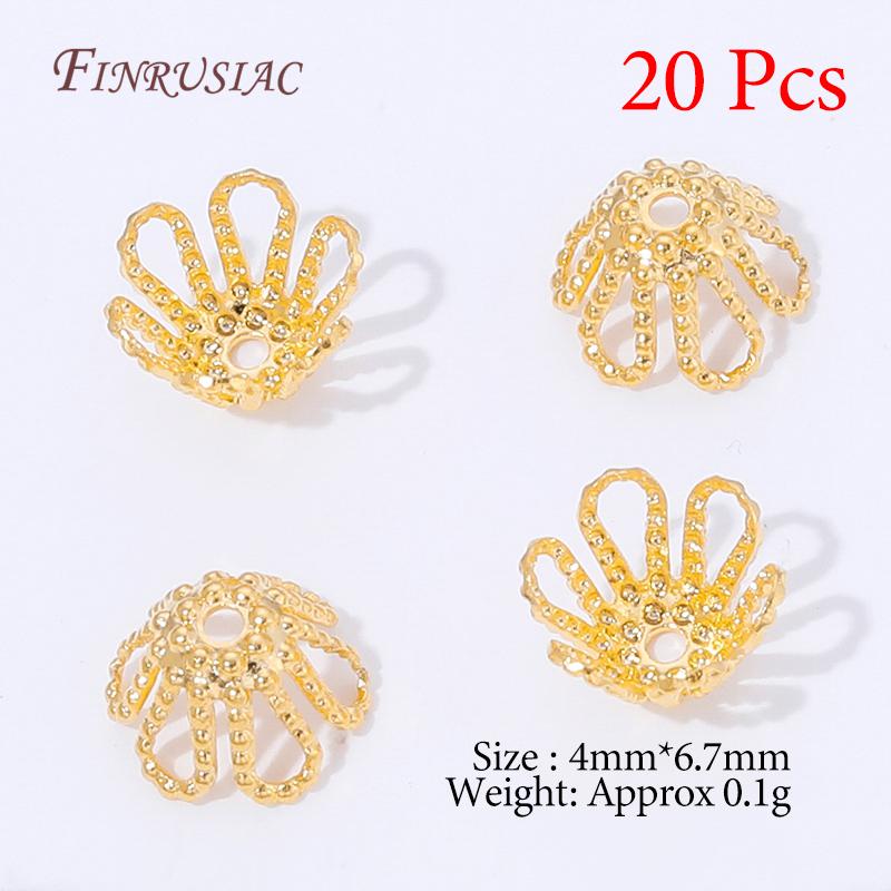 Multiple Styles 18K Gold Plated Beads Caps For Jewelry Making,Brass Flowers Caps For Bracelets DIY Accessories,Tassel End Cap