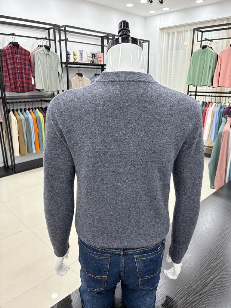Men's Winter Thick 100% Pure Wool Half-High Collar Sweater - Warm Base Layer Knitwear