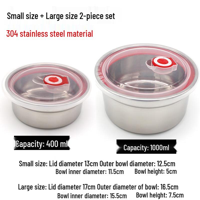Lainuo 304 Stainless Steel Food Storage Bowl Set
