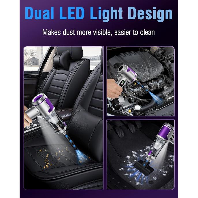 Handheld Car Vacuum Portable Cordless, 22000Pa High-Power Suction Hand held Vacuum Cleaner & Air Duster for Car Cleaning, Home, Office, Pet Hair |
