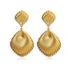 European and American retro hot-selling medieval vintage earrings copper gold-plated conch shell shape 925 silver needle earrings