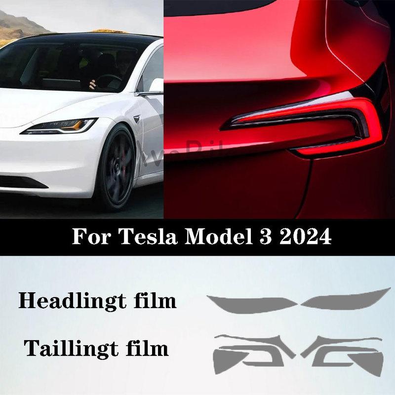 Pre-cutting Headlight Taillight Protective Film For Tesla Model 3 Highland  2024 Headlamp Taillamp Black Color Changing Film