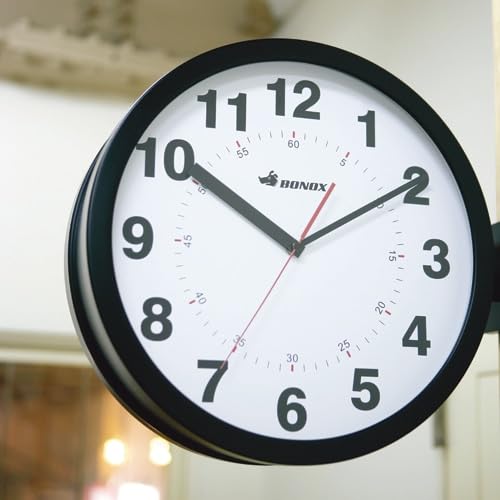 Dulton Double-Face Wall Clock, Silver, Double-Sided Wall Clock, 380mm High, 445mm Wide, 130mm Deep, S82429SV