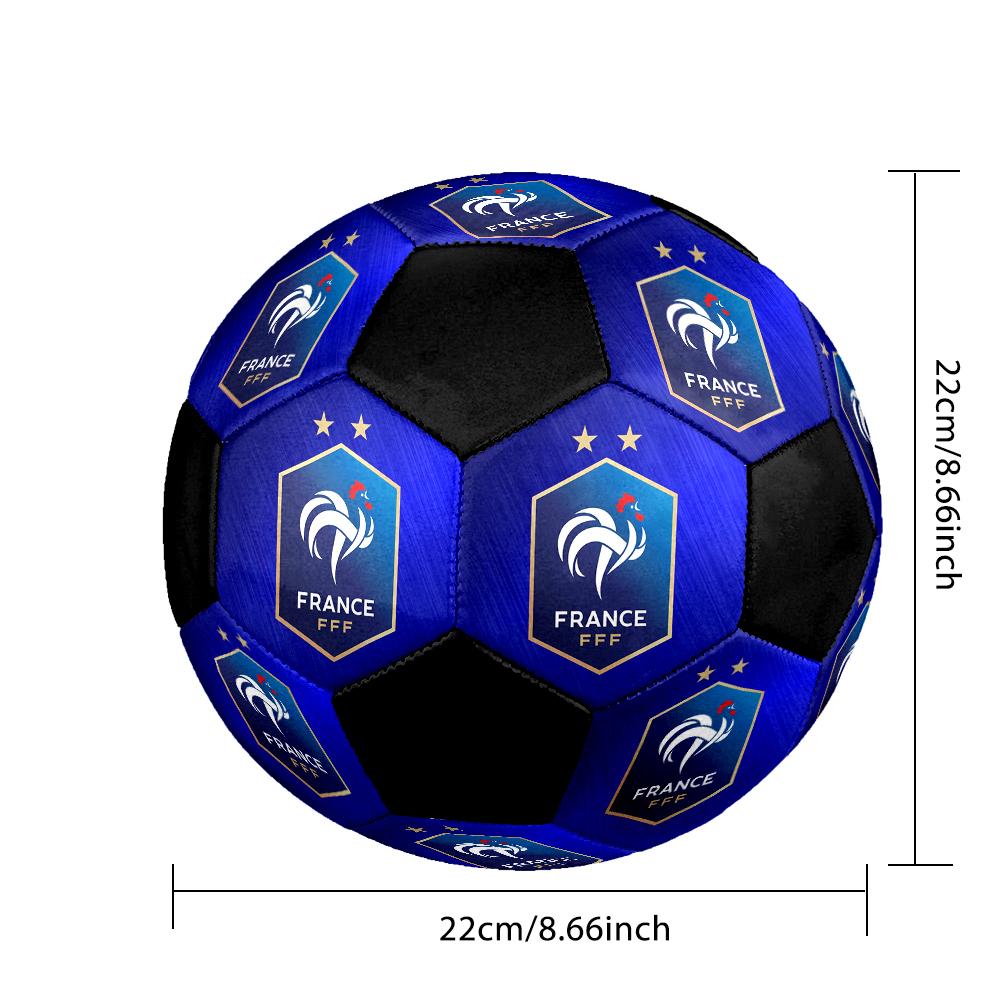 Pallone Calcio a 5 FFF Francia Colorato Cucito a Macchina PVC Misura 5 Pronto per Allenamento di Squadra Competizione Resistente Alta Rimbalzabilità Fantastico Regalo Sportivo