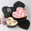 Oairse Black Gift Boxes with Lids for Present Heart Shaped Flower Boxes for Arrangements Set of 4 Floral Gift Boxes for Bridesmaid, Proposal,