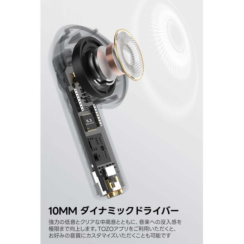 Tozo True Wireless Earbuds Bluetooth 5.3 Stable Connection In Ear Design Low Lat