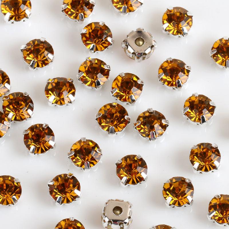 1440pcs Glass Flatback Round Rhinestones with Nickel-Free Metal Base Eco-Friendly Sew-On Stones for Shoes Garments Bags & Hats