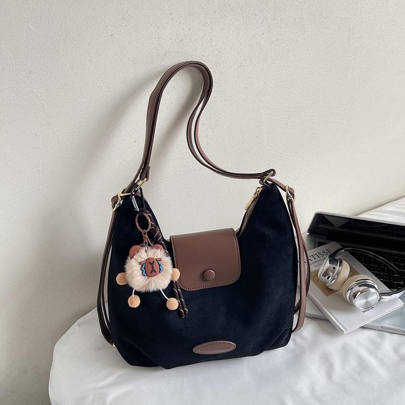 Suede bag women's 2025 new trendy backpack retro travel backpack large capacity tote bag messenger bag