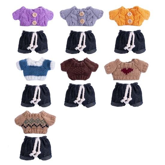 Doll Clothes Set Jeans & Knitted Sweater Baby Outfit for 15cm Dolls Trendy Doll Outfit Collection for Doll Collectors