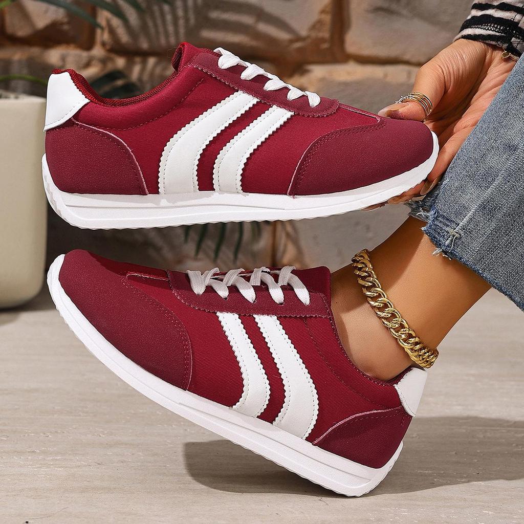 Damen Klassische Mode-Sneaker - Grüne Freizeit-Sneaker mit weißen Schnürsenkeln, Bequeme Slipper für alle Jahreszeiten, Lässiges Schuhwerk Geometrisch