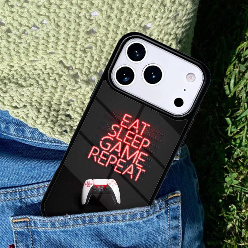 Eat Sleep Game Repeat Gamer Phone Case Cover Compatible with for IPhone 17air 16e 15 14 13 12 11Pro Max 17 Air