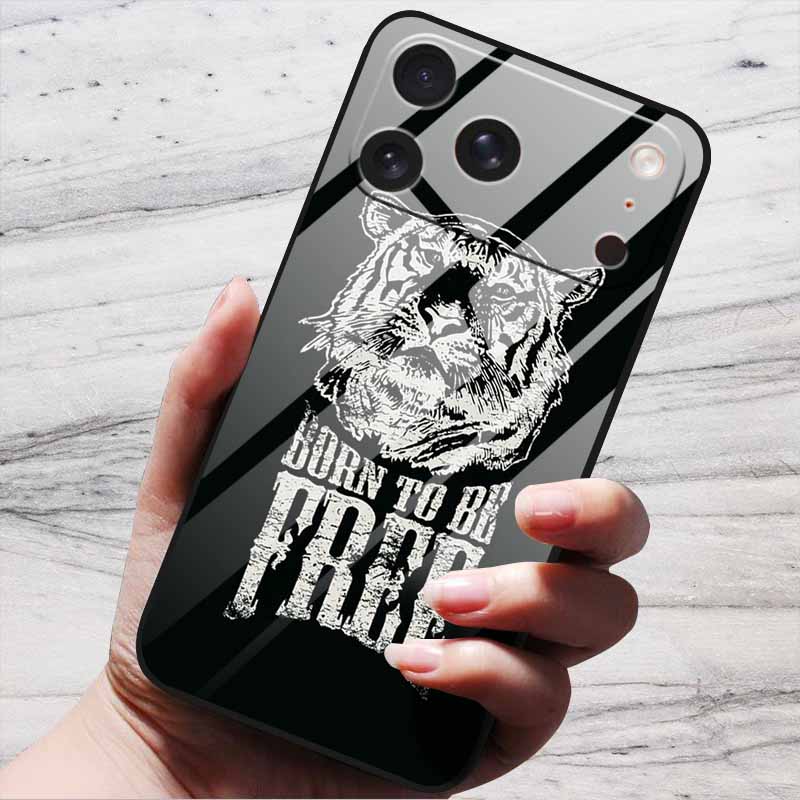 Cute Case For iPhone 17 Pro Plus Capa 17 Pro Max Bumper Luxury Tempered Glass Hard Back Cover iPhone17 Air Funda Animal Patterns