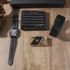 New Fashion Men's Watch Square Case Leather Strap Casual Men's Personalized Sports Watch   Belt   Wallet 3 Piece Gift