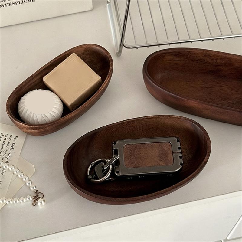 Natural Wooden Valet Dish Handmade Home Accessory Key Jewelry Organizers Perfect For Nightstand Or Dresser Top