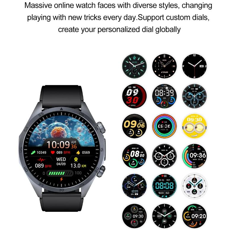 2025 New CES Science Sleep Aid Smart Watch Men Laser Treatment Three High ECG+PPG Body Temperature BT Call Health Smartwatches