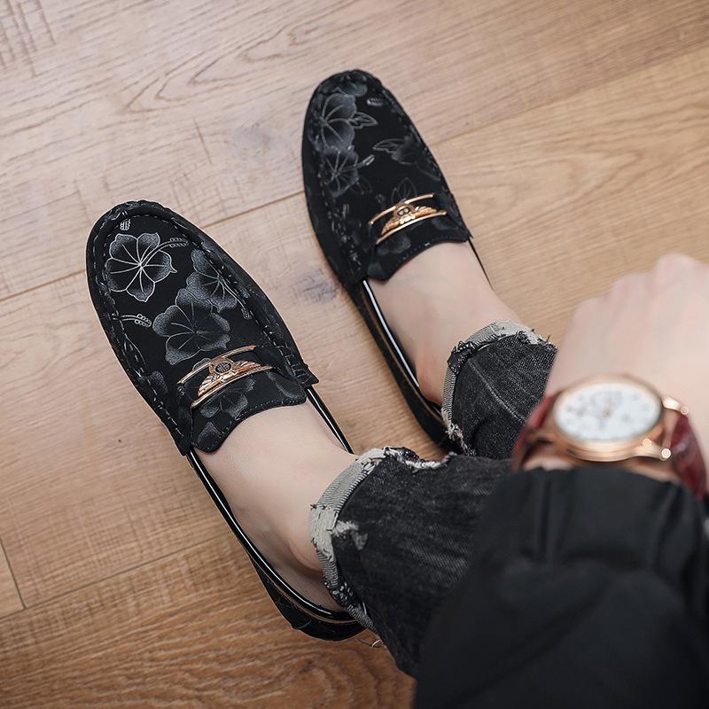 

New spring and summer Doudou shoes fashion foot loafers driving men s casual leather shoes trend soft-soled loafers men s shoes 44 серый