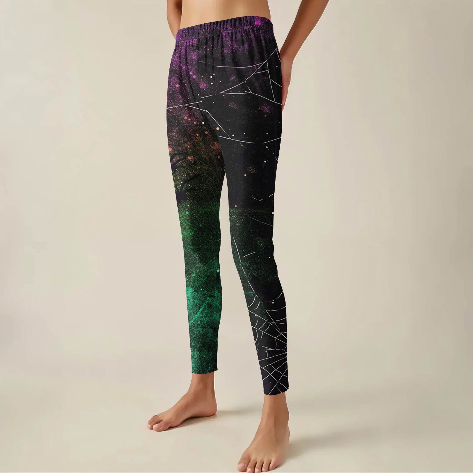 

Женские брюки с эластичным мягким низом и принтом Хэллоуина, повседневные домашние спальные брюки L темно-зеленого