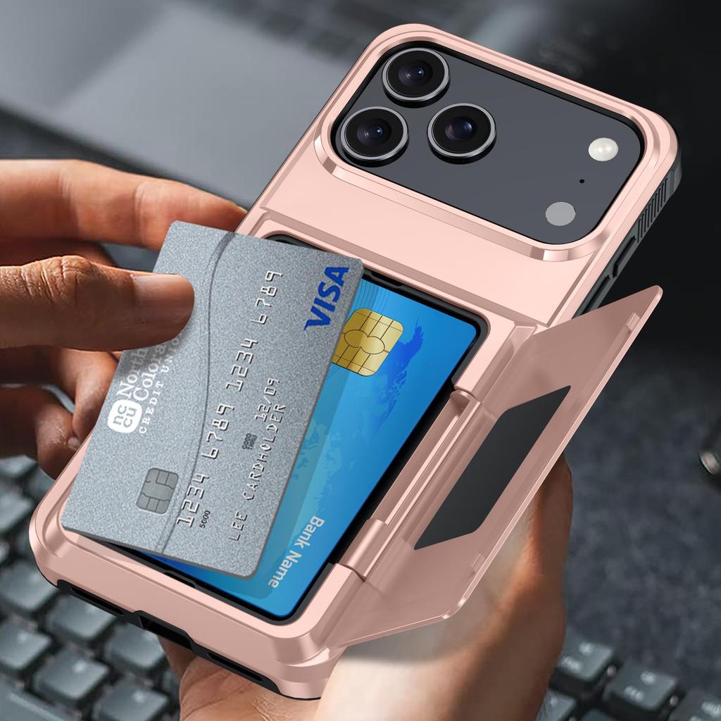 iPhone 17 Pro Max Card Slot Wallet Case with Flip Stand - Fits Apple 16, 14, 15; Cross-Border Drop-Proof Design