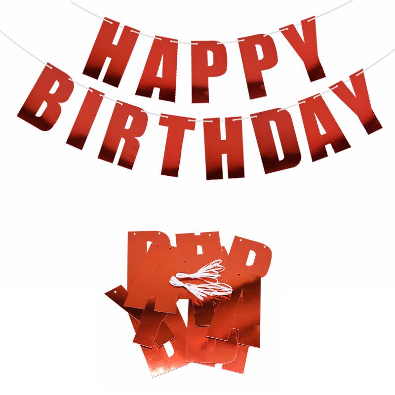 Gold Glitter Happy Birthday Laser Cut Banner with Pearlescent Paper Letters