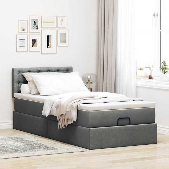 VidaXL Cadre de lit ottoman avec matelas gris foncé 80x200 cm tissu 3311581