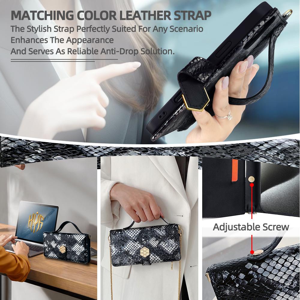 For OnePlus Nord 5 5G/Ace 5 Ultra 5G Case Snake Skin Texture PU Leather Phone Wallet Cover with Shoulder Strap
