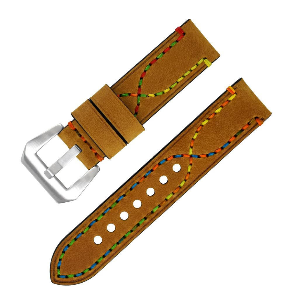 Handmade Color Thread First Layer Crazy Horse Leather Universal Watch Strap Adaptation 18 20 22 24 26mm