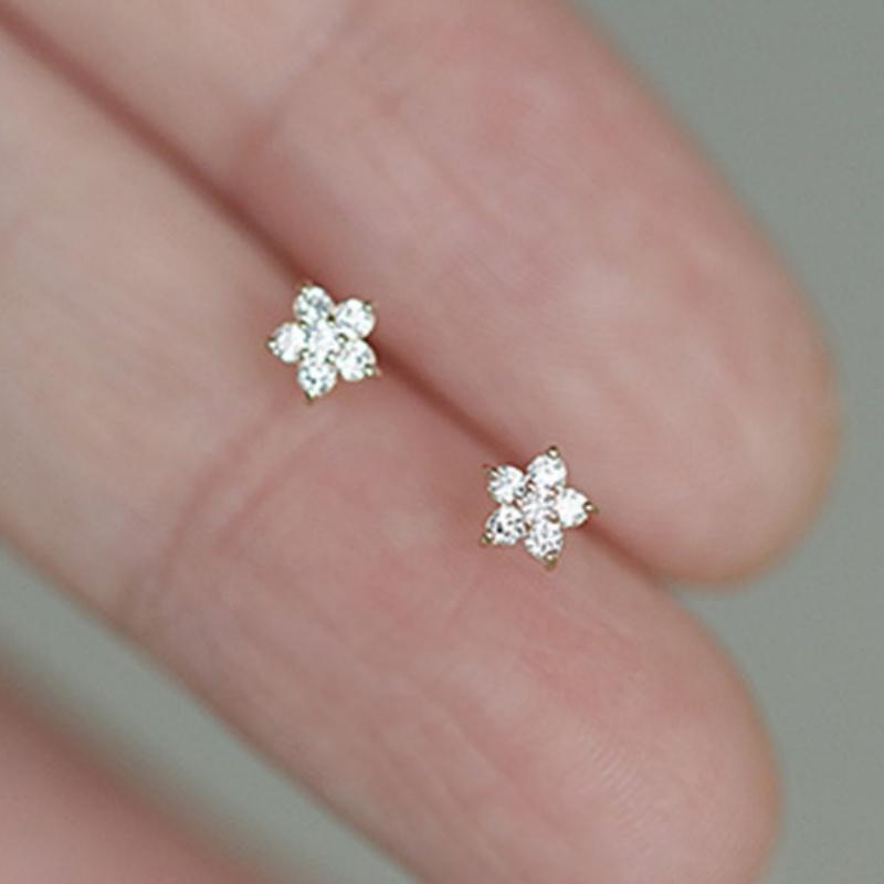 Dainty Five-pointed Star Design Stud Earrings  Sterling Silver Noble Accessories Female Fresh Gold Color Party Jewelry