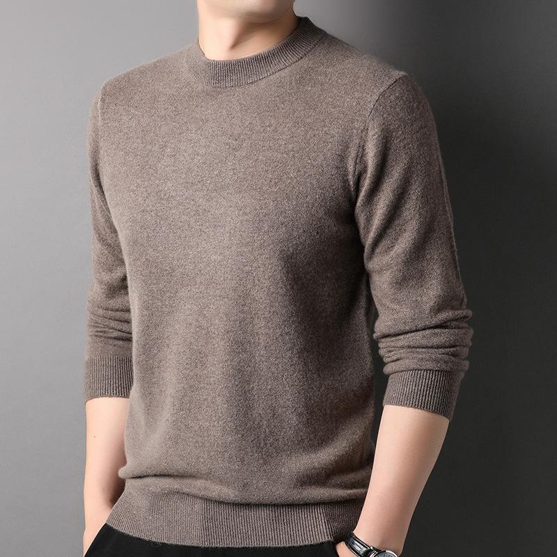Autumn and Winter Solid Color Semi-turtleneck Middle-aged Men's Trend Warm Fashion Knitted Sweater