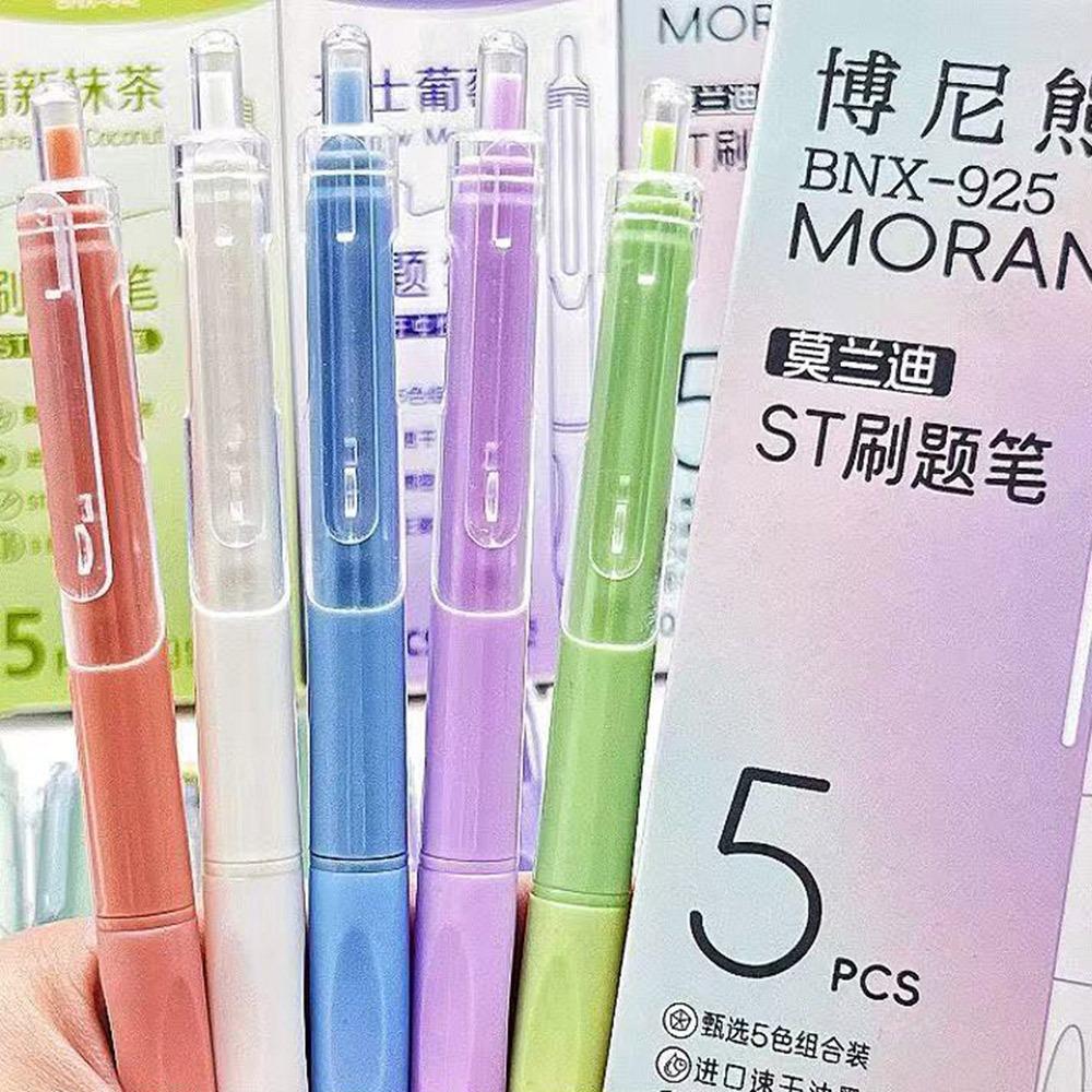 5PCS New Soft Grip Gel Pen 0.5mm Quick Drying Black Pen Ballpoint Pen Writing Tool