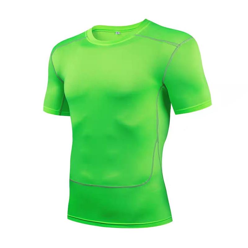 Pánské vysoce pružné, rychleschnoucí, prodyšné těsné sportovní tričko s krátkým rukávem jako základní vrstva pro běh, trénink a basketbal.