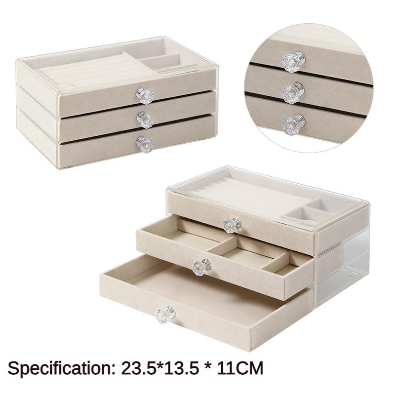 Cutie de bijuterii din acril transparent Organizator de afișare Cutie de bijuterii Depozitare în trei straturi Vitrine multifuncționale rezistente la praf Ambalare