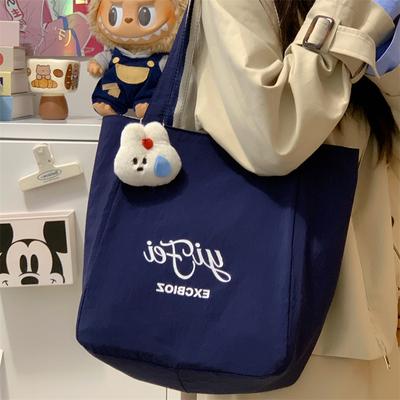 Striped Double Sided Commuting Small Fresh and Large Capacity Girl Tote Bag Light Shopping Bag Joker Handbag Shoulder Bag