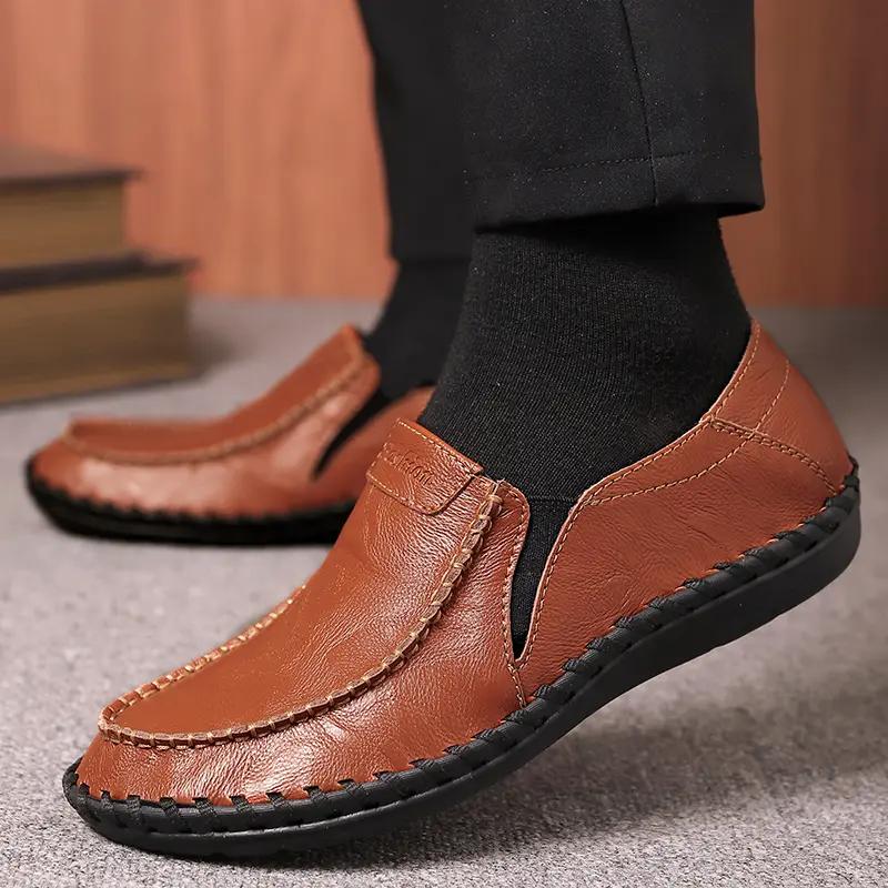 Leather Men Shoes Casual Luxury Brand Formal Mens Loafers Moccasins Italian Breathable Slip Male Boat driving Shoes Plus Size
