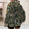 Damen Plus Size Camouflage Print Reißverschluss Langarm Kapuzenpullover mit Kordelzug und Taschen