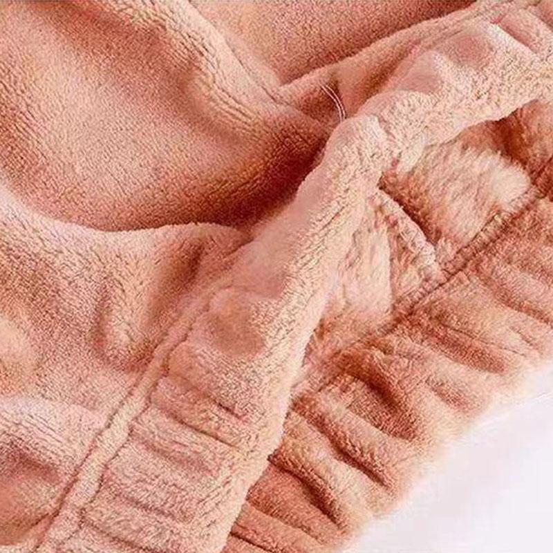 Autumn and Winter Women's Plus Size Loungewear Thick Warm Coral Fleece Pajama Set