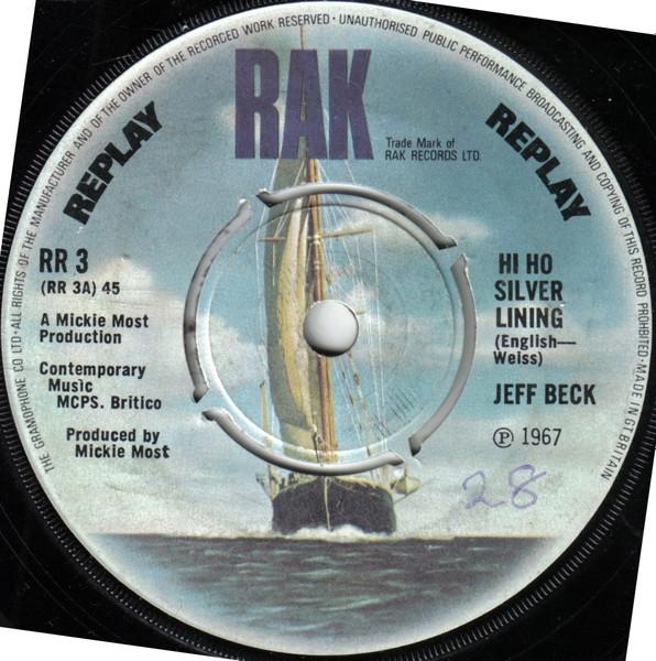 

7inch Record JEFF BECK - Hi Ho Silver Lining RR3 RAK 1972 UK Rock Used