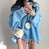 Chic Coreano Otoño Nuevo Retro Holgado Estilo Perezoso Cuello en V Dobladillo Hendidura Moda Jersey Pullover para Mujer