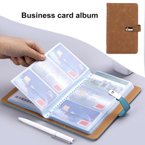 Business Card Holder 120 Card Slots Faux Leather Business Card Book Credit Card Protector for Home Office