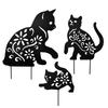 MrMrKura Gardening Goods Cat Metal Garden Ornament Plate Cat Garden Figurine Garden Ornament Openwork Iron Outdoor Garden Object Gardening Supplies