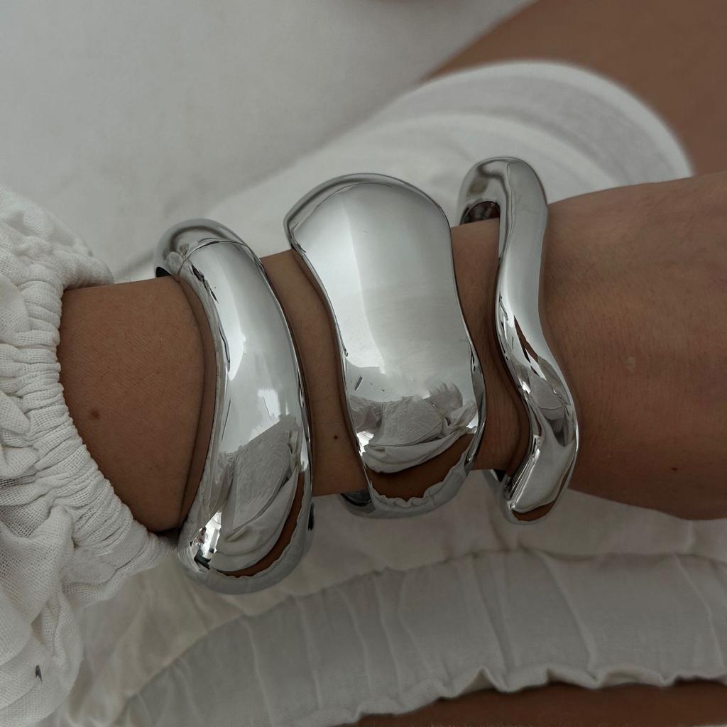 DIEZI Hip Hop Irregular Metal Cuff Wide Bangles Men Punk Gold Silver Color Geometric Spring Bangles Women Bracelet Jewelry