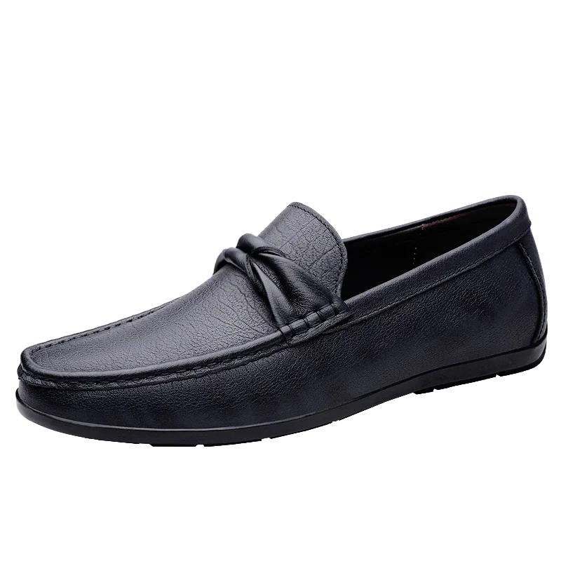 Men Genuine Leather Loafers Design Moccasin Fashion Slip On Soft Flat Men Casual Shoes Adult Male Footwear Handmade Boat Shoes