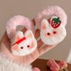 2Pcs Girl Hair Tie Cartoon Rabbit Decor Soft Plush Hair Rope High Elasticity Non-Damaging Fuzzy Hair Band Winter Hair Accessories