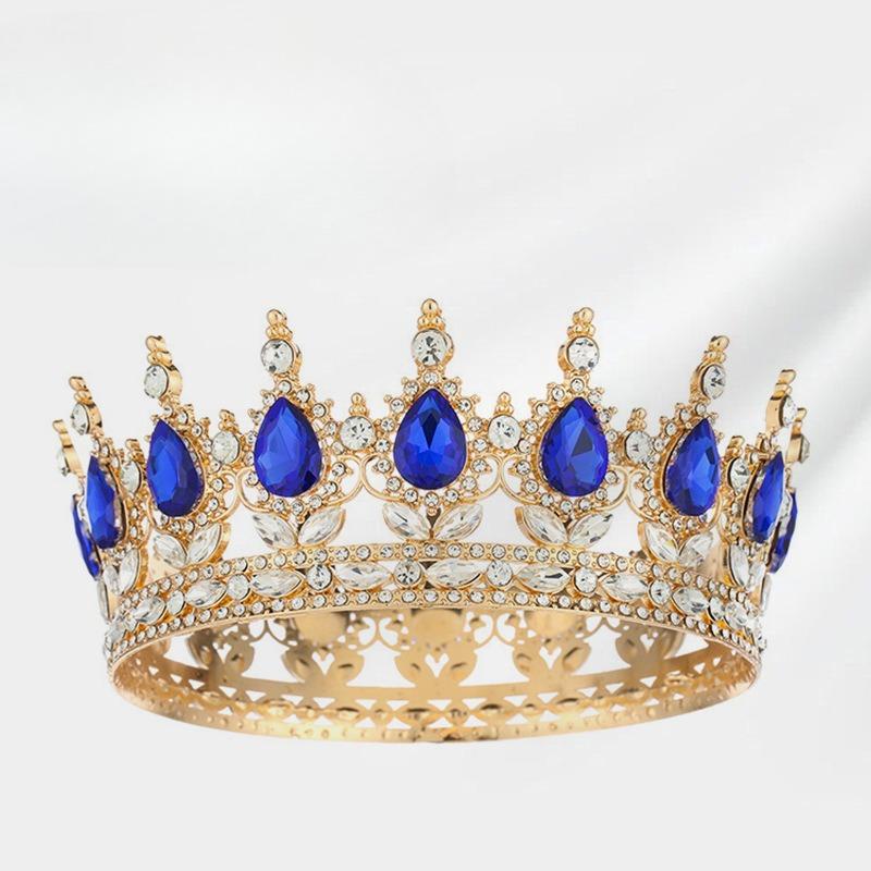 Full Round Crown Headwear Colorful Baroque Retro Full Diamond Jewelry Wedding Dress Accessories Crown Bride's Crown