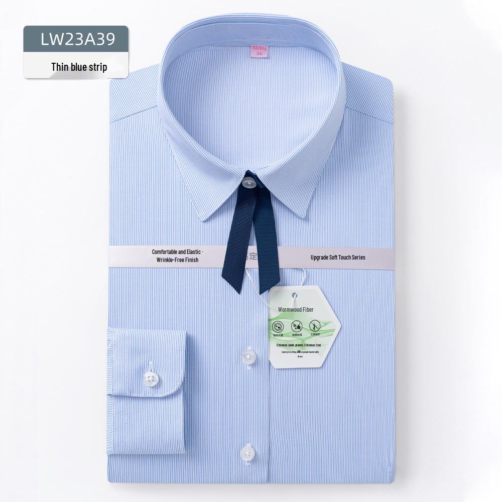 

Женская немнущаяся антибактериальная эластичная приталенная рабочая рубашка с длинным рукавом 40