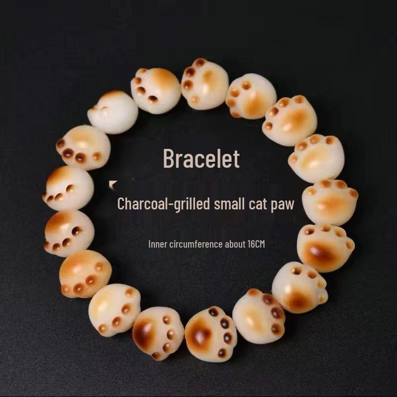 Charcoal Roasted Bodhi Root & White Jade Bracelet for Girls