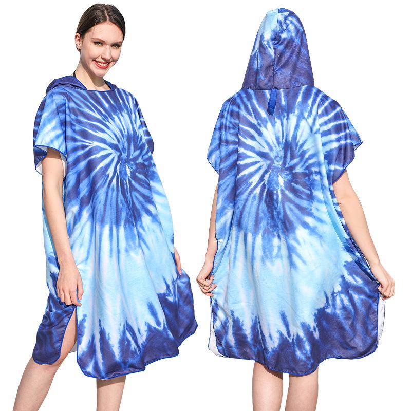 2025 Quick-Dry Hooded Swim Poncho with Zipper - Portable Bathrobe and Beach Towel