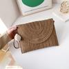 Summer Beach Straw Crossbody Bag with Cute Ball Pendant for Women Casual Wicker Shoulder Clutch Purse Travel Handbag Ladies