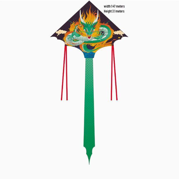 Grüner Drachen: Weifang Drachen für Erwachsene und Kinder, Cartoon Pterodactylus, aufgerollter Drache