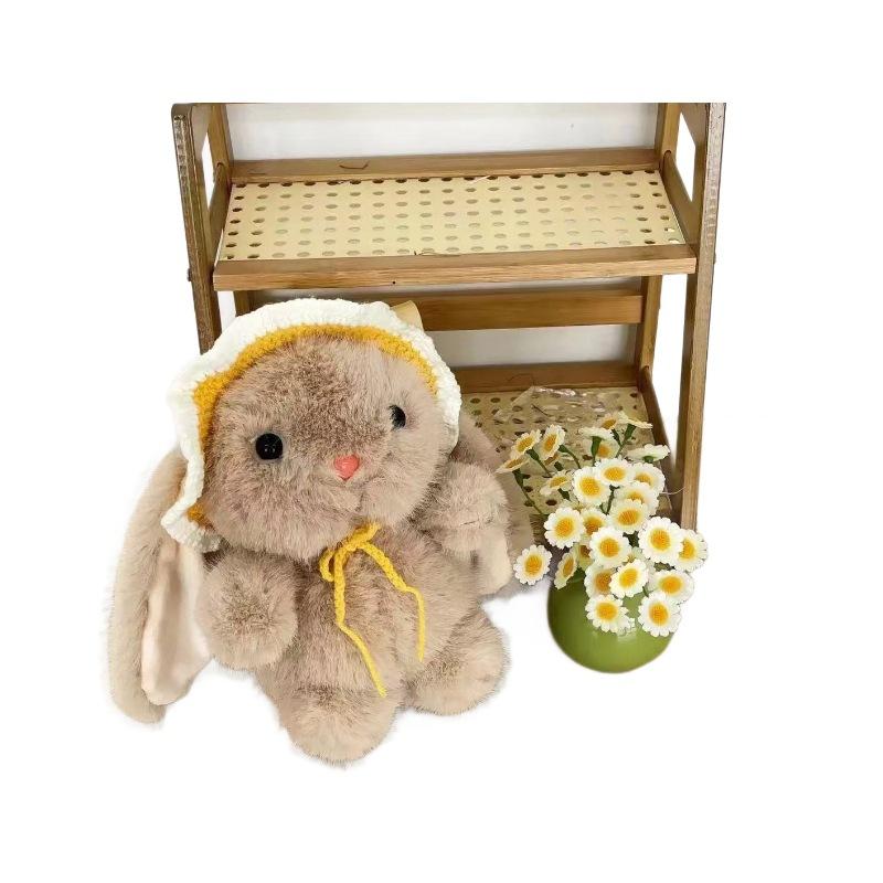 Cute Pudding Rabbit Plush Doll Hooded Little White Rabbit Doll Soothing Sleeping Doll Lop-Eared Rabbit Grab Machine
